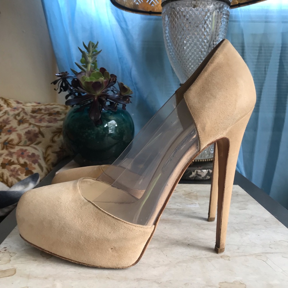 Clear side platform heels